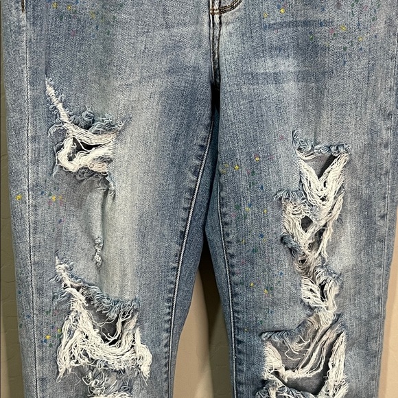 Judy Blue Lucky Charms Paint Splatter Boyfriend Distressed Jeans Vintage Slim - Picture 3 of 15